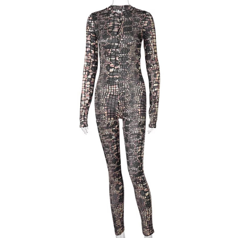 Brown Snake skin jumpsuit